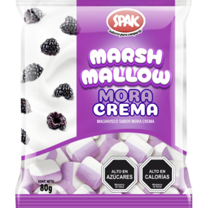 Marshmallows Sabor mora crema  80gr. (12 unidades x caja)